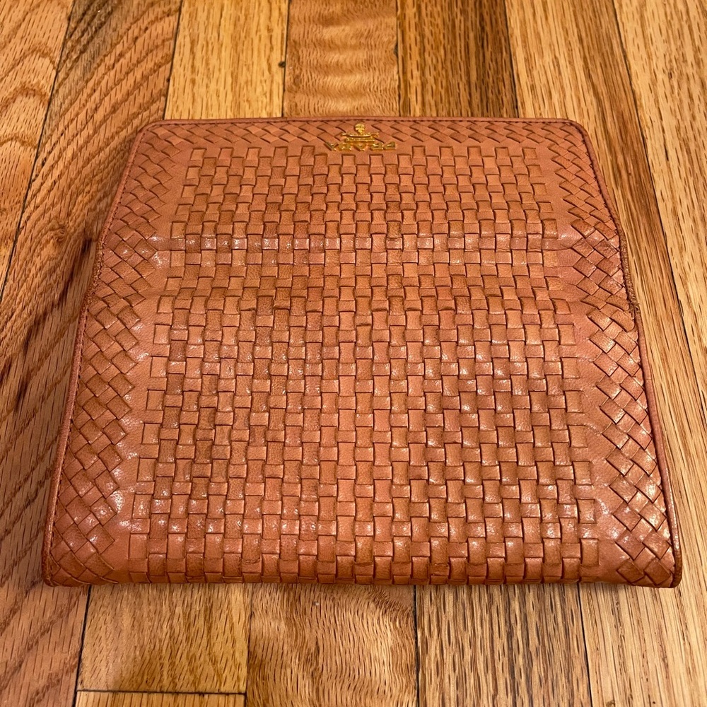 Prada Madras Woven Leather Continental Wallet in Rose - Picture 3 of 14